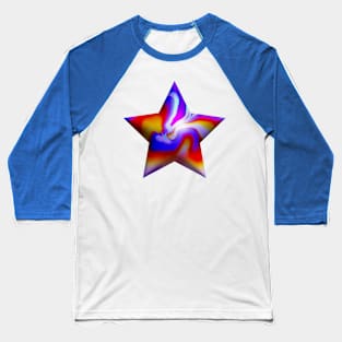 Painted Star in Primary Colors Baseball T-Shirt